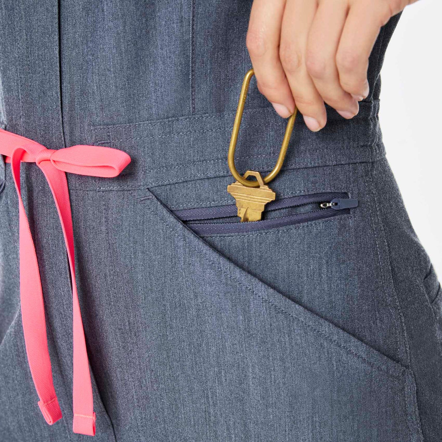 Figs Heather Denim Rafaela Cargo ScrubJumpsuit