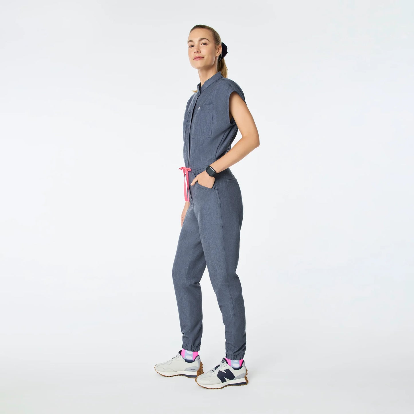 Figs Heather Denim Rafaela Cargo ScrubJumpsuit