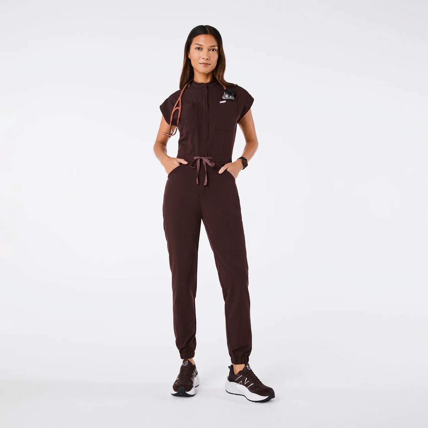 Figs Espresso Rafaela Cargo ScrubJumpsuit