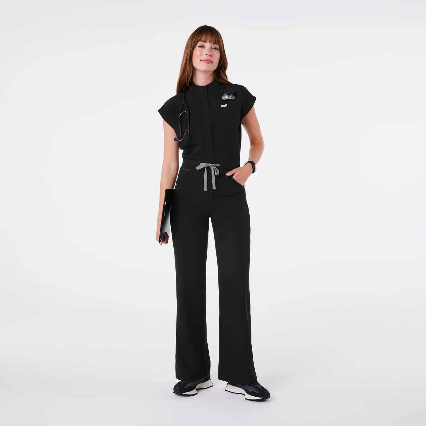 Figs Black Rafaela Wide Leg - ScrubJumpsuit