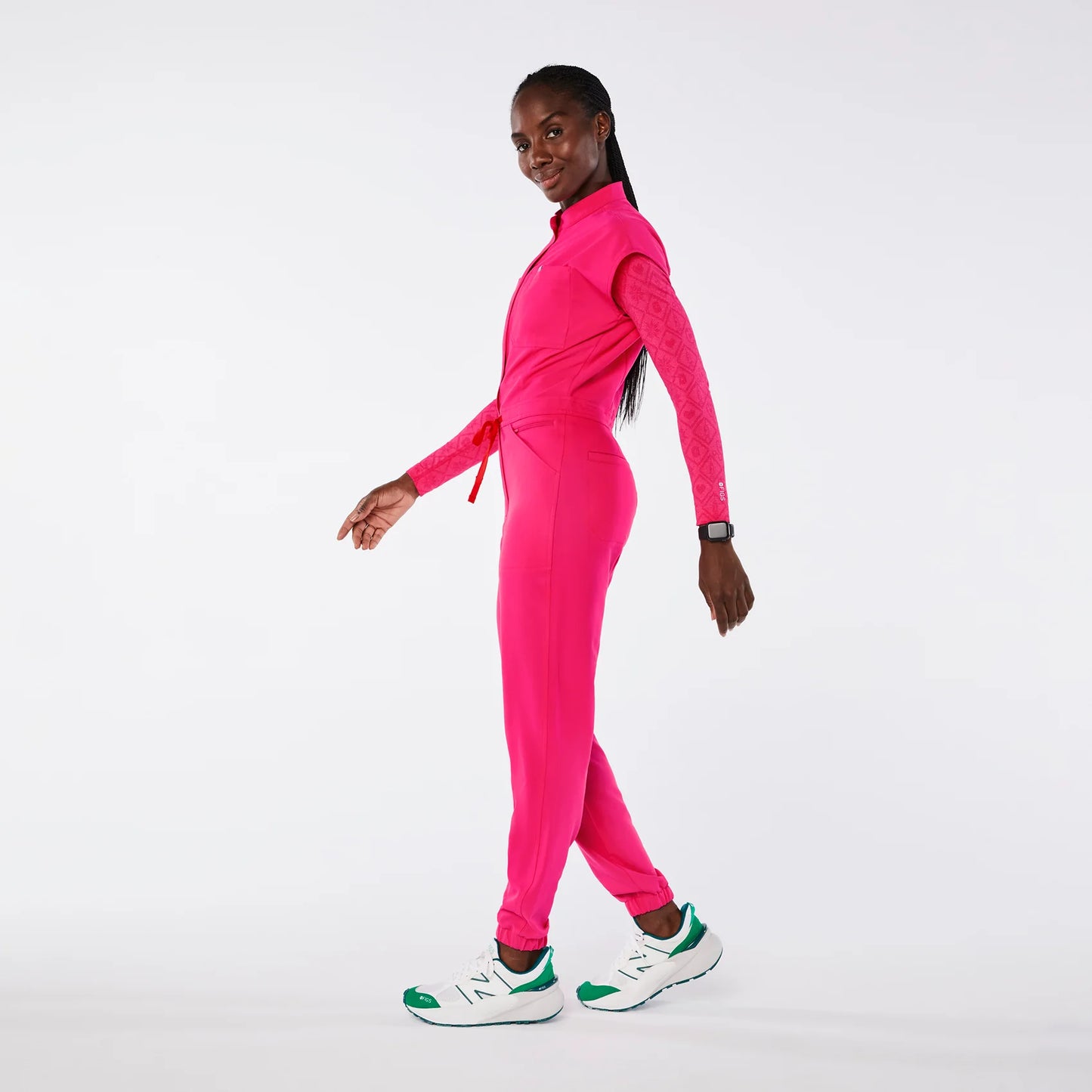Figs Shocking Pink Rafaela Cargo ScrubJumpsuit
