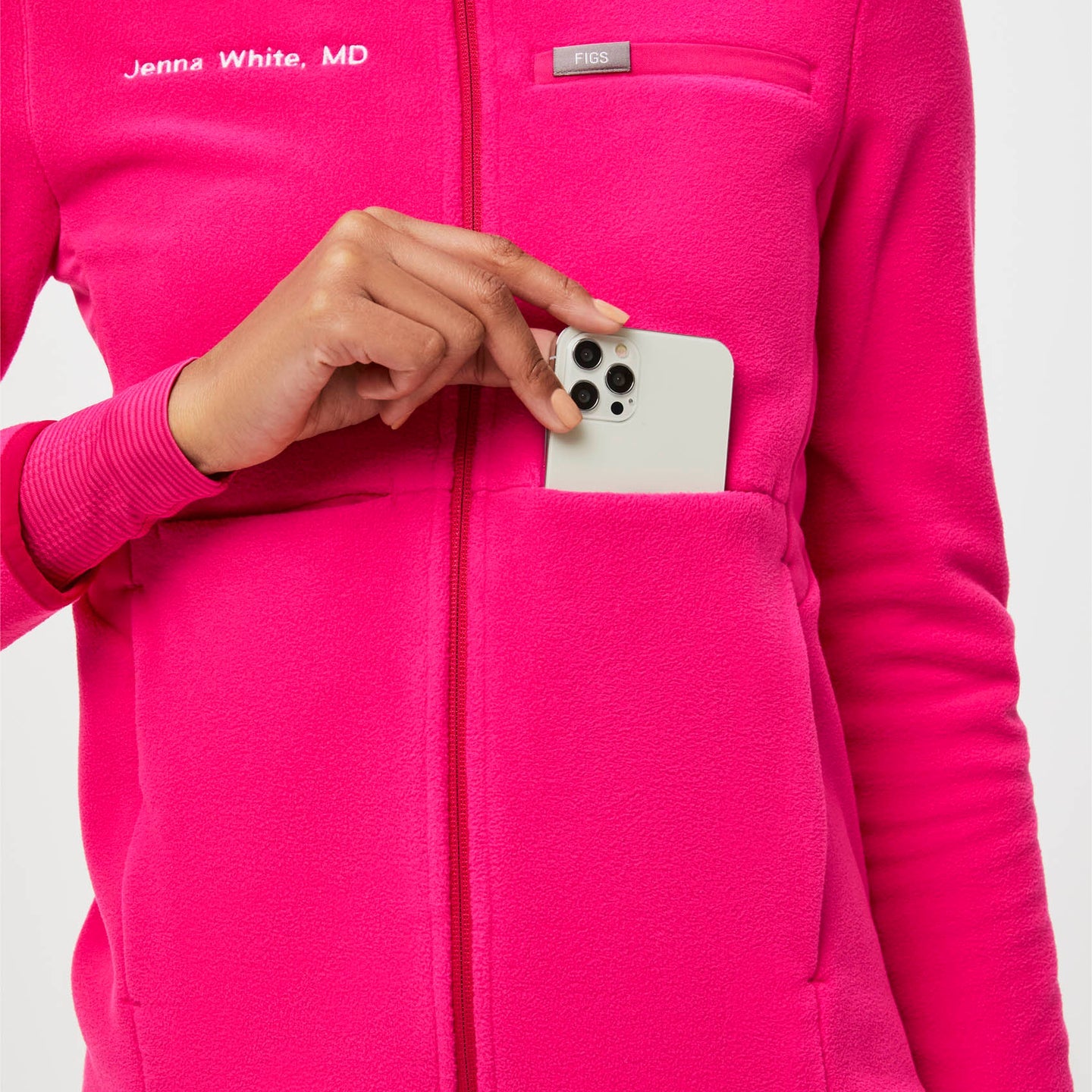 Figs Fleece Jacket Shocking Pink