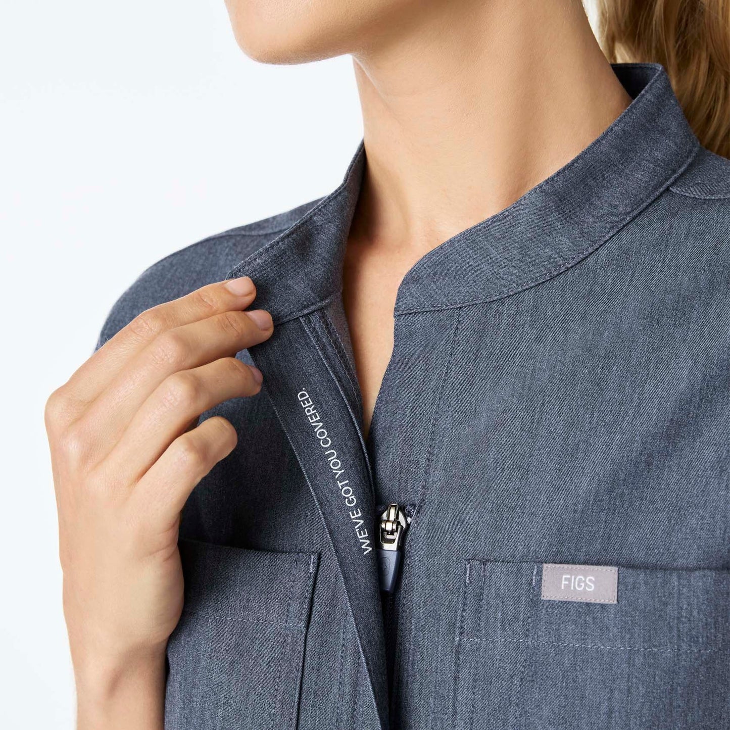 Figs Heather Denim Rafaela Cargo ScrubJumpsuit