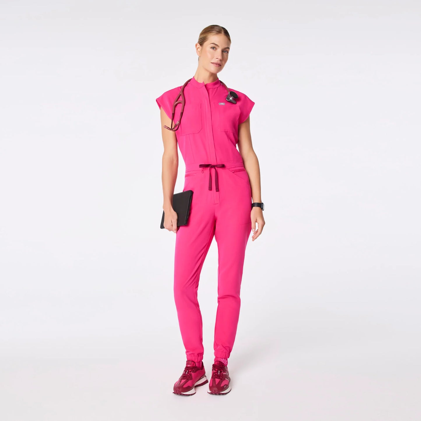 Figs Shocking Pink Rafaela Cargo ScrubJumpsuit