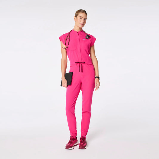 Figs Shocking Pink Rafaela Cargo ScrubJumpsuit