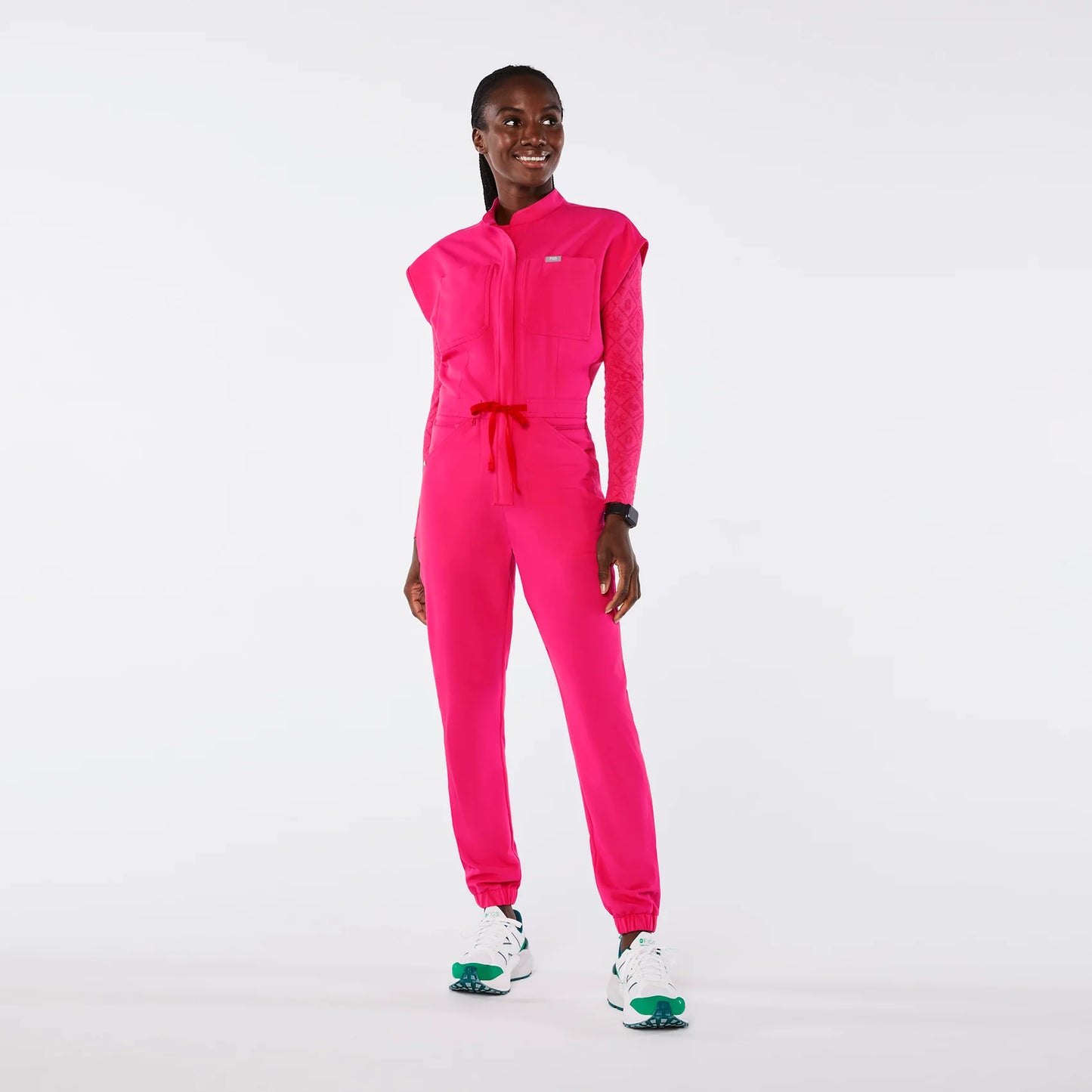 Figs Shocking Pink Rafaela Cargo ScrubJumpsuit