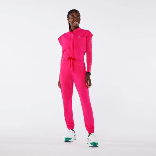Figs Shocking Pink Rafaela Cargo ScrubJumpsuit