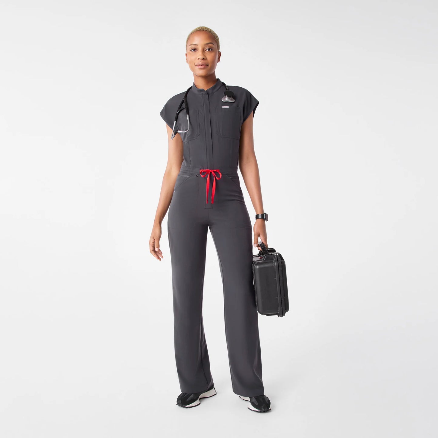 Figs Charcoal Rafaela Wide Leg - ScrubJumpsuit