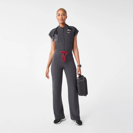 Figs Charcoal Rafaela Wide Leg - ScrubJumpsuit