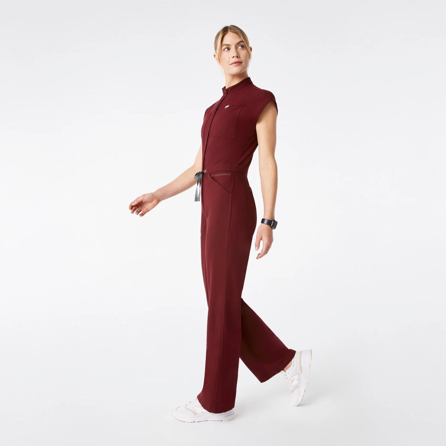 Figs Burgundy Rafaela Wide Leg - ScrubJumpsuit